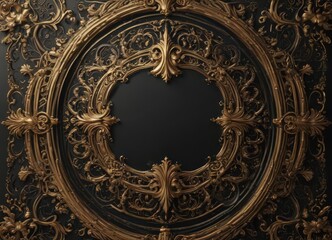 Elegant black & gold ornate background, shimmering details , glitter, dark, premium