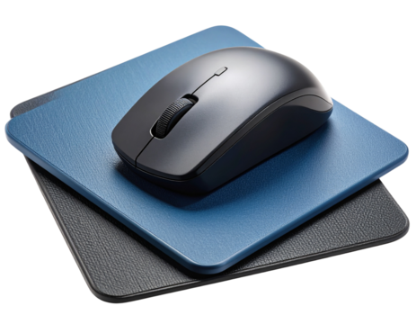 Office Desk Setup with Mouse and Pad Isolated on Transparent Background PNG
