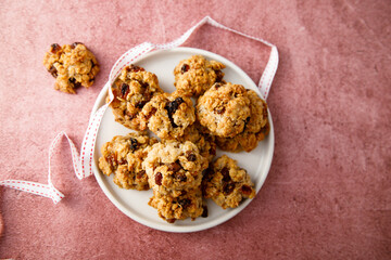 Traditional oatmeal cookies with raisins
