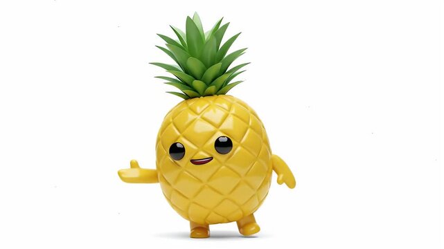 Cartoon pineapple character waving and smiling