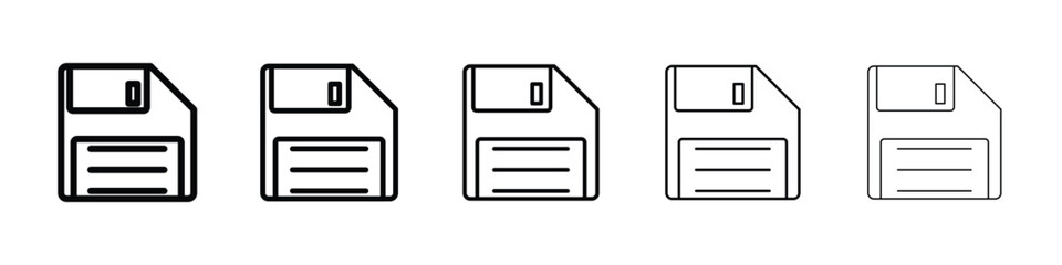 Floppy disk icon or logo illustration outline black style