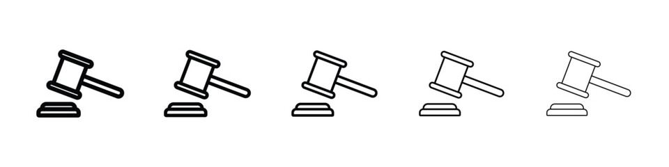 Gavel icon or logo illustration outline black style