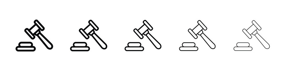Gavel icon or logo illustration outline black style