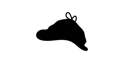 Detective hat symbol, black isolated silhouette