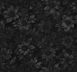 Abstract charcoal botanical wallpaper, dark floral pattern , luxury, flowers, pattern