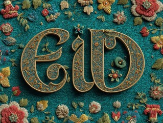 Stylizowane litery EIW na tle kwiatowym