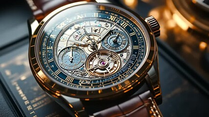 Intricate luxury watch showcasing detailed mechanics and craftsmanship against a soft-focus background - Powered by Adobe