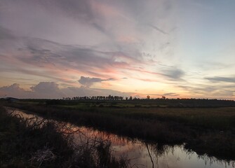 sunset over the river