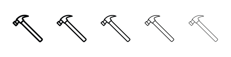 Hammer icon or logo illustration outline black style