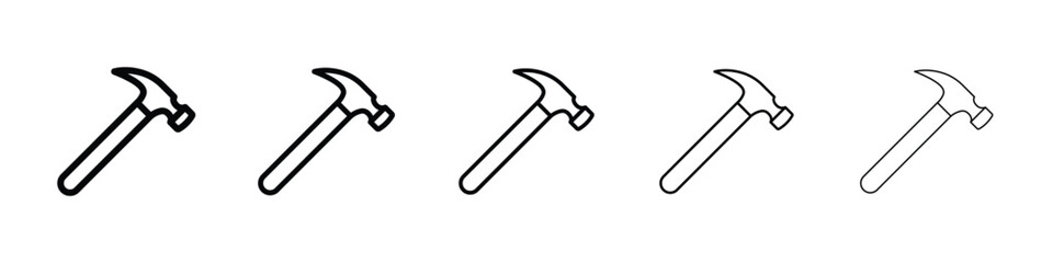 Hammer icon or logo illustration outline black style