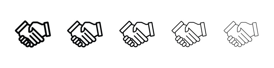 Handshake icon or logo illustration outline black style