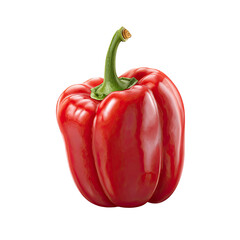 Single Red Bell Pepper Isolated on Transparent Background