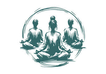 Meditation hand drawn sketch vector illustration