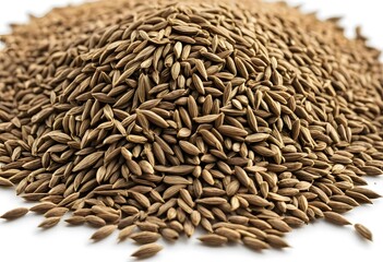 Obraz premium Close - up Cumin Grain or Cumin Seeds Have a Light Brown Color AI Generated