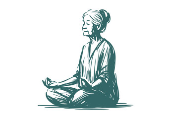 Meditation hand drawn sketch vector illustration