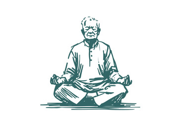 Meditation hand drawn sketch vector illustration