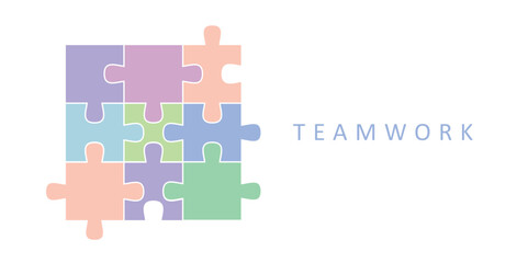 puzzle pieces teamwork concept isolated vector illustration