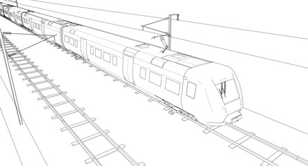  modern electric train 3d illustration