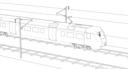  modern electric train 3d illustration