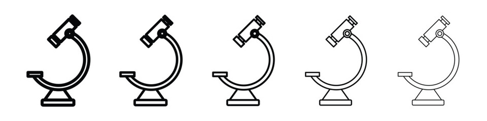 Microscope icon or logo illustration outline black style