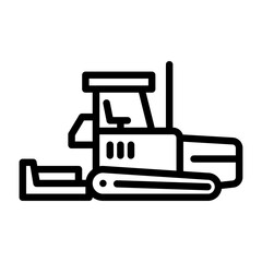 Asphalt paver outline icon. construction vehicle black line illustration.