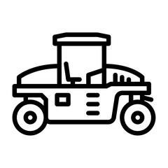 road roller outline icon. construction vehicle black line illustration.