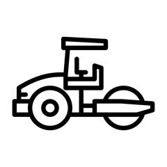 Road roller outline icon. compactor black line illustration.