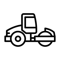 Road roller outline icon. compactor black line illustration.