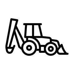 Backhoe outline icon. construction vehicle black line illustration.