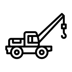 Crane outline icon. construction vehicle black line illustration.