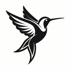 A Stylized Silhouette of a Hummingbird in Flight
