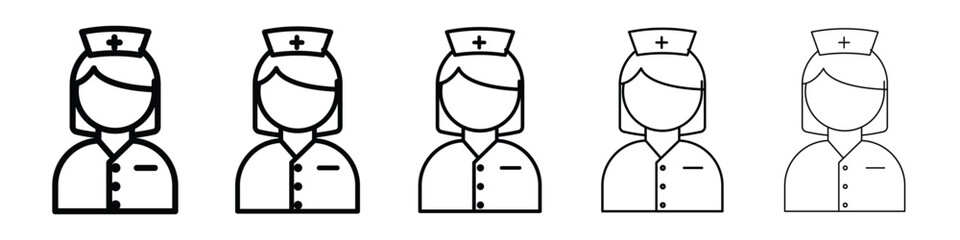 Nurse icon or logo illustration outline black style