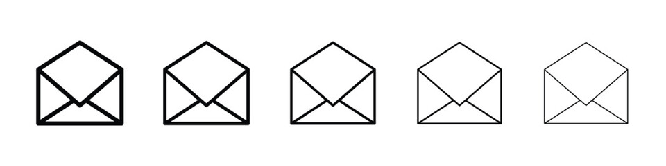 Open envelope icon or logo illustration outline black style