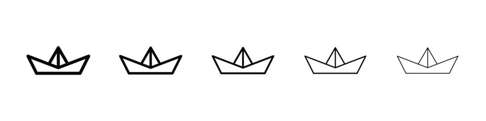 Paper boat icon or logo illustration outline black style
