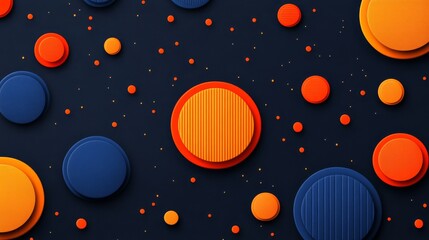 Vibrant blue and orange circle design on abstract background modern graphic wallpaper