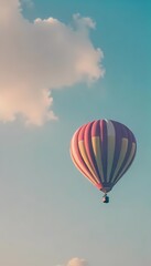 Fototapeta premium Colorful hot air balloons flying high in the sky with an adventure spirit