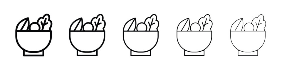 Salad icon or logo illustration outline black style