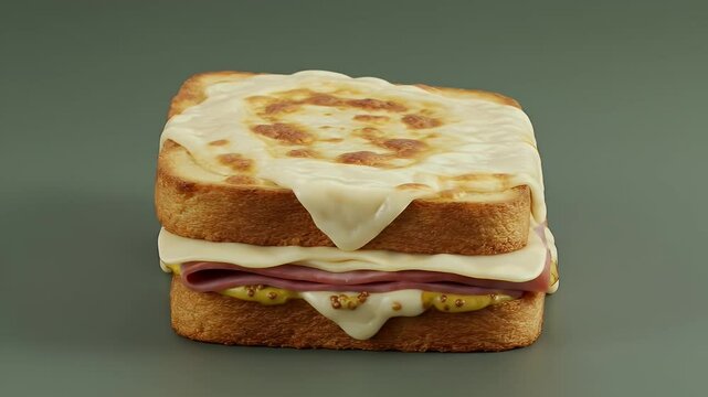 Croque monsieur sandwich with melted cheese