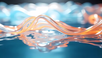 Colorful Abstract Wave Background with Blue Flowing Lines