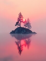Beautiful night landscape with a moonlit sky, tree, and calm water reflecting the stars and clouds