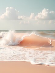 Sunset view over the ocean waves at the beach during a calm summer evening