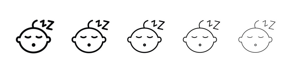 Sleeping baby icon or logo illustration outline black style