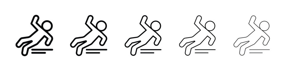 Slippery floor icon or logo illustration outline black style