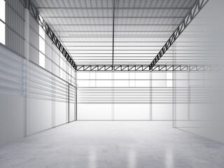 3d rendering of interior warehouse