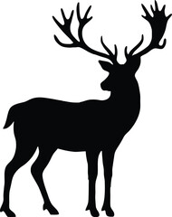 Fototapeta premium Majestic Black Silhouette of a Deer with Large Antlers
