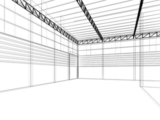 3d rendering of interior warehouse