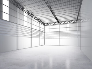 3d rendering of interior warehouse
