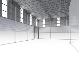 3d rendering of interior warehouse