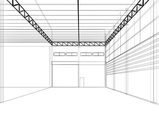 3d rendering of interior warehouse