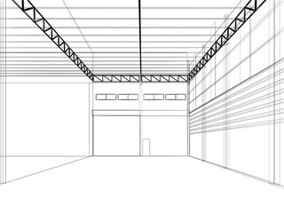 3d rendering of interior warehouse
